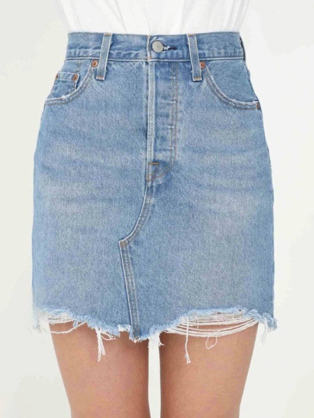 Levis Deconstructed Mini Jean Skirt Size 25 Waist Denim 349630020 Button Fly